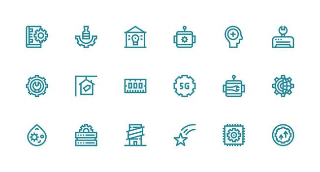 Upgrade Icon Set with 18 Strong Stroke Line Graphics User Interface Icons for Digital Products vector