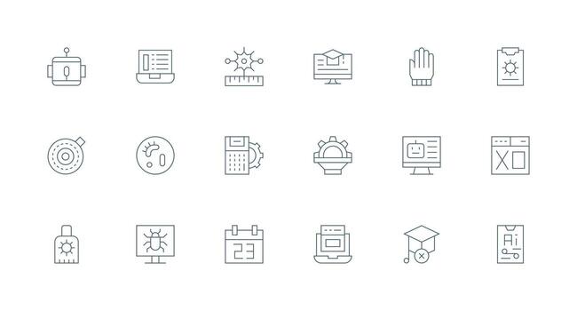 programa diseño íconos presentando 18 en mínimo línea estilo equilibrado icono conjunto para funcional diseño vector