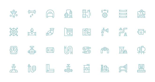 32 íconos para tubería en Delgado línea formato escalable icono paquete vector