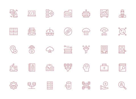 35 Light Line Designs for Database Icons Core Icon Collection for Daily Tasks vector