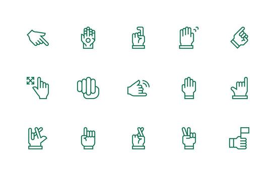 15 regular línea vectores para gesto tema organizado paquete para proyecto bienes