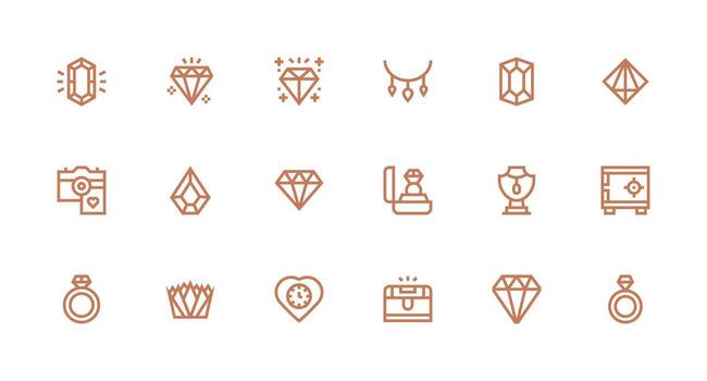 Strong Stroke Line Icons from Precious Set with 18 Vectors Complete Icon Bundle for Web Design
