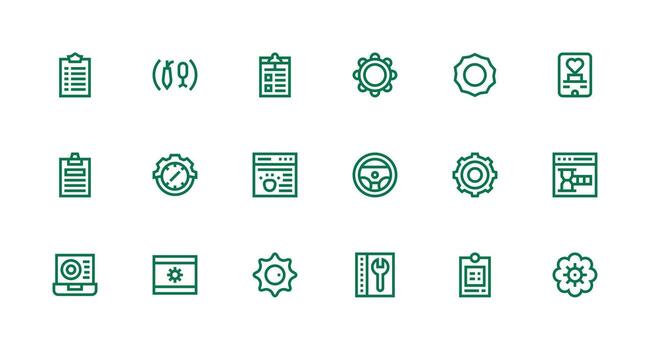 fuerte carrera línea estilo gestionar íconos con 18 vectores claro y conciso icono conjunto colección