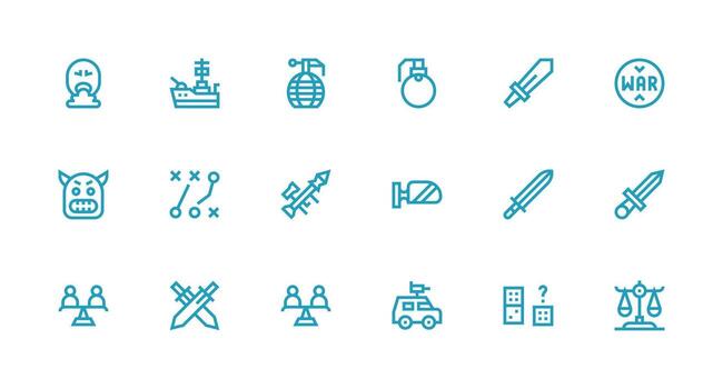 Strong Stroke Line Style Conflict Icons with 18 Vectors Fully Editable Icon Set for Web
