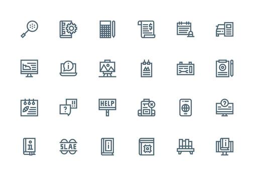 Documentation Icon Set with 24 Thick Line Line Graphics Layout Icon Collection vector
