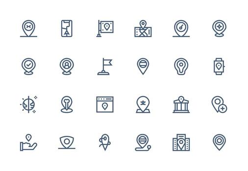 Thick Line Line Icons from Geotag Set with 24 Vectors Customizable Icon Series for Mobile Screens