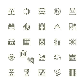 Medium Stroke Outline Style Framework Icons with 25 Vectors Essential Icons for Rapid UI Building