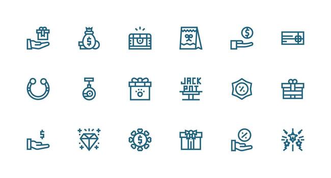 Strong Stroke Line Icons from Reward Set with 18 Vectors Neatly Designed Icons for Web Platforms