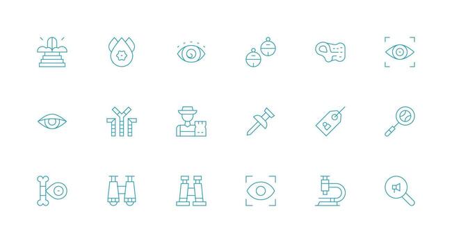 Detail Icon Set with 18 Minimal Line Graphics Universal Icon Pack vector