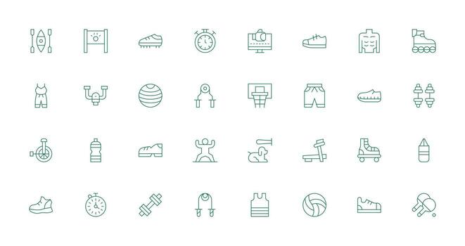 Exercise featuring 32 Icons in Thin Line Design Minimal Icon Pack vector