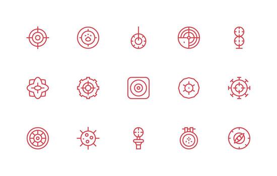 Scope Icon Collection with 15 Regular Line Designs Style Icon Set vector