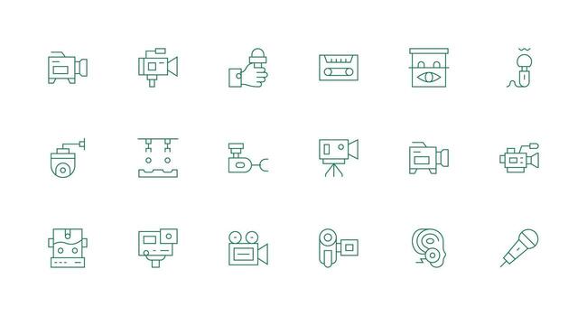Recording Device Set with 18 Minimal Line Icons Digital Product Icons for Fast Delivery vector