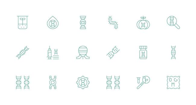 Minimal Line Style Biotechnology Icons with 18 Vectors Clean Icon Collection for Web Use