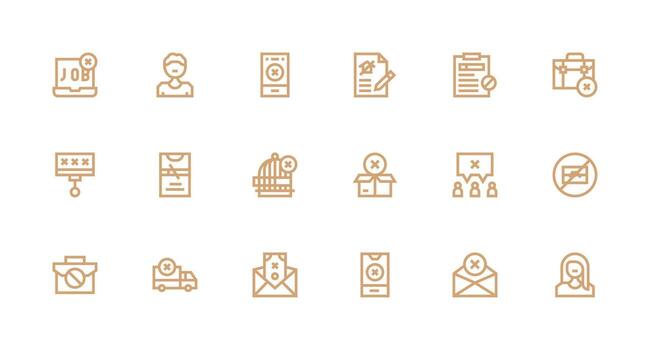 Strong Stroke Line Style Denied Icons with 18 Vectors Fully Editable Icon Set for Web