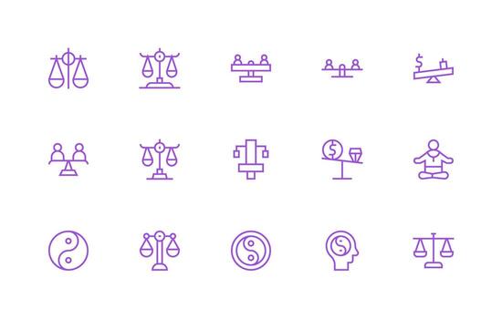 Equilibrium Design Icons featuring 15 in Regular Line Style Clean Icon Set Icon Pack for UI Projects vector