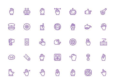 mando diseño íconos presentando 35 en regular limpiar línea estilo plano icono conjunto vector
