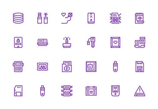 24 Thick Line Line Style Icons from Memory Collection Functional Icon Series vector