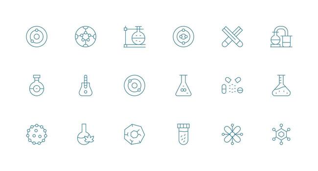 Compound Visual Pack containing 18 Minimal Line Icons Versatile Icon Collection for Designers vector