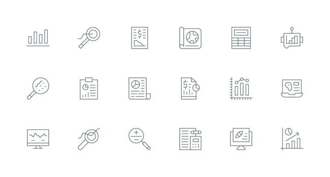 Minimal Line Style Statistics Icons with 18 Vectors Simple Icon Pack