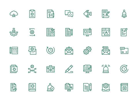 Update Design Icons featuring 35 in Regular Clean Line Style Flat Icon Set vector