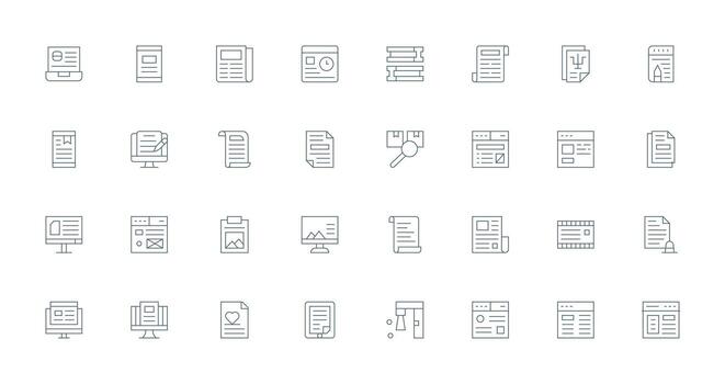 Article Set with 32 Thin Line Icons Reusable Icon Set vector