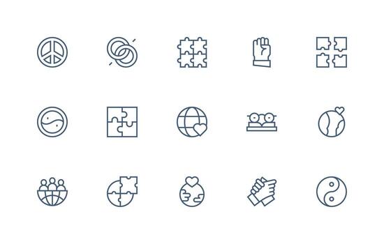 Unity including 15 Regular Line Illustrations Icon Set vector