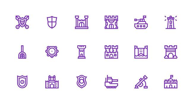 Strong Stroke Line Icons from Defense System Set with 18 Vectors Web Icon Collection