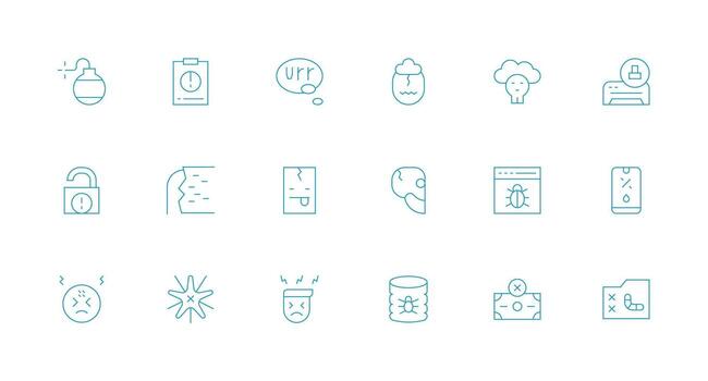 18 Minimal Line Vectors for System Error Theme Basic Icon Series