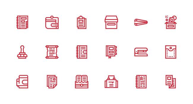 18 íconos para aglutinante en fuerte carrera línea formato limpiar conjunto para diseño prototipos vector