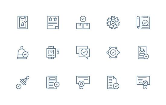 15 íconos para validado en regular línea formato general utilizar icono paquete vector