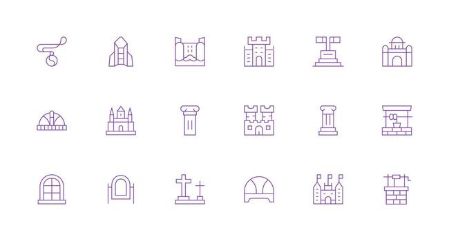 18 Stone Icons in Minimal Line Aesthetic Minimal Icon Set for Interface Projects vector