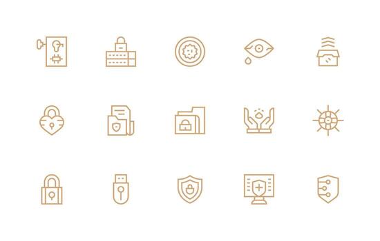 Encryption Icon Collection with 15 Regular Line Designs Design Ready Icon Set for Teams vector