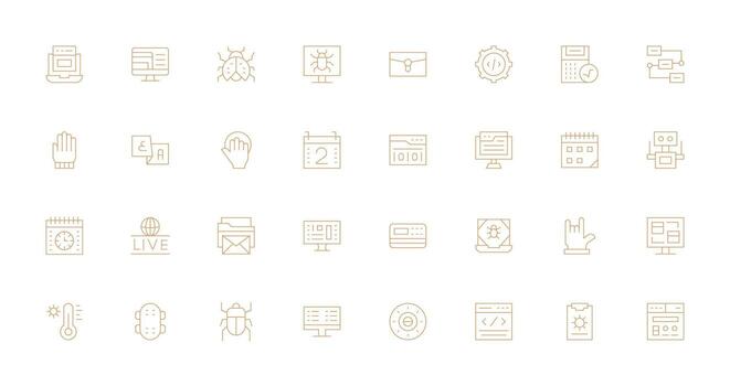 32 Delgado línea estilo íconos desde programa colección ligero icono serie vector