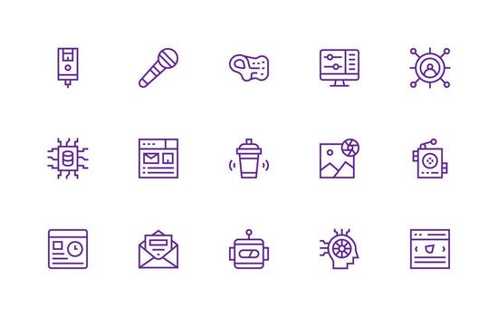 Digital including 15 Regular Line Illustrations UI-Ready Icon Collection vector