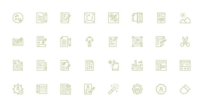 Delgado línea estilo editar íconos con 32 vectores interfaz íconos para diario utilizar