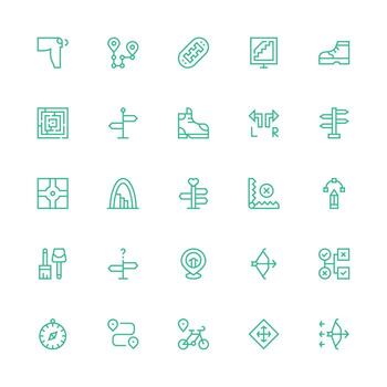 camino diseño íconos presentando 25 en medio carrera contorno estilo web icono colección vector