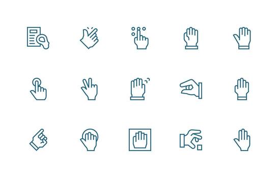 escoger diseño íconos presentando 15 en regular línea estilo esencial icono colección vector