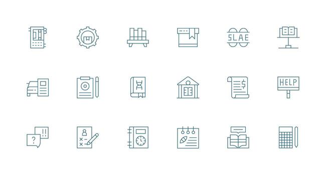 Documentation Icon Set with 18 Minimal Line Graphics Web Icon Collection vector