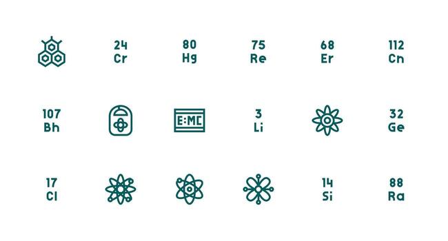 Atomic Visual Pack containing 18 Strong Stroke Line Icons Icons Built for Visual Consistency Pack vector