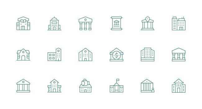 Minimal Line Icons from Institution Set with 18 Vectors Icon Set