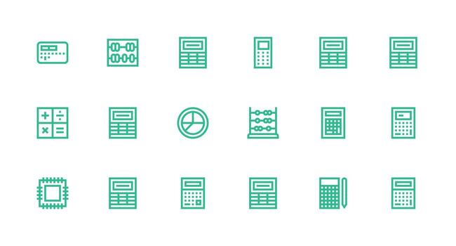 Arithmetic Design Icons featuring 18 in Strong Stroke Line Style UI and UX Focused Icon Collection vector