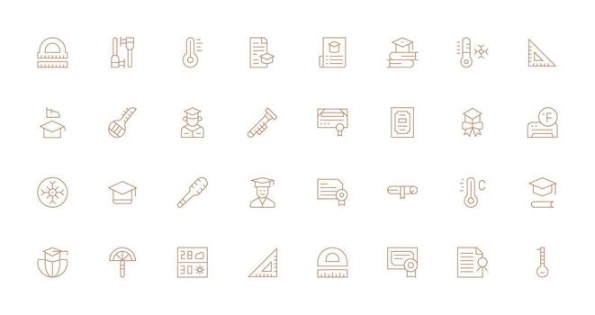 la licenciatura diseño íconos presentando 32 en Delgado línea estilo web y aplicación icono paquete colección vector