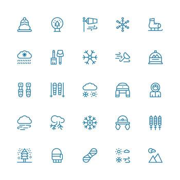 Medium Stroke Outline Icons from Snow Set with 25 Vectors High-Resolution Icons for Any Platform