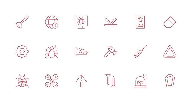 18 mínimo línea íconos para reparar gráficos esencial íconos para rápido ui edificio vector