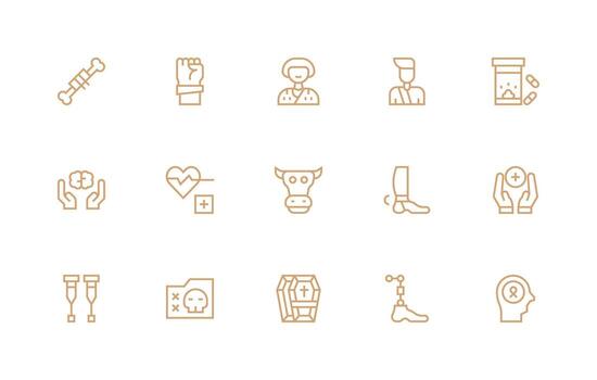 Recovery Design Icons featuring 15 in Regular Line Style Lightweight Icon Series vector