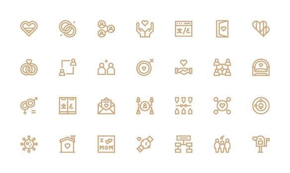 28 Bold Line Icons for Relationship Graphics Clear and Concise Icon Set Collection vector