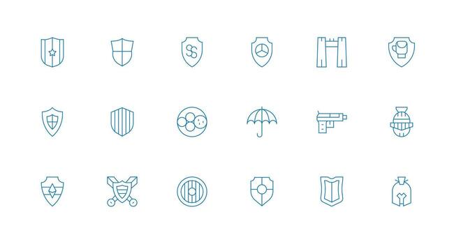 Defense Mechanism Icon Collection with 18 Minimal Line Designs Core Icon Collection for Daily Tasks vector