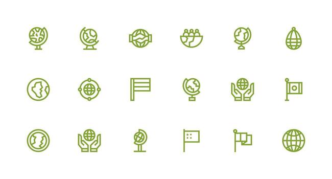International Relations Design Icons featuring 18 in Strong Stroke Line Style Well-Structured Icons for Creative Use vector