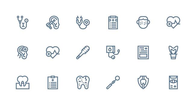Checkup featuring 18 Icons in Strong Stroke Line Design Clean Icon Collection for Web Use vector
