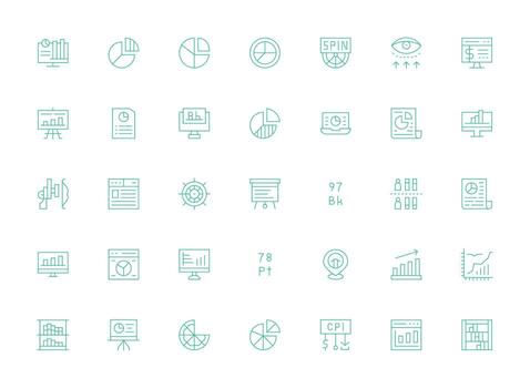 ligero línea íconos desde datos visualización conjunto con 35 vectores pulcramente diseñado íconos para web plataformas